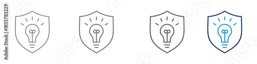 Intellectual Property or Copyright Protection icon set in line style collection. vector and illutration design. Idea protection