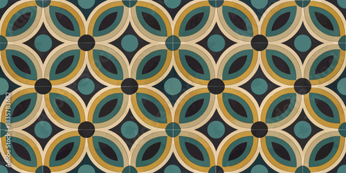 Colorful geometric pattern featuring overlapping circles in a modern design.