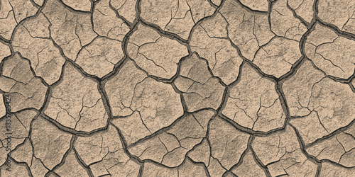Dry, cracked earth surface pattern showcasing the impact of drought.