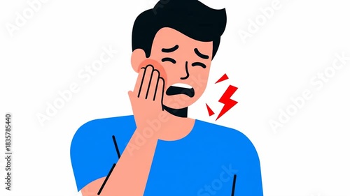 Animated Sequence Depicting Painful Toothache Symptoms in a Person Across Various Expressions