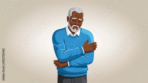 Animated Sequence Depicting Sadness and Anxiety in An Elderly African-American Man
