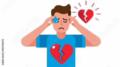 Animated Sequence Depicting the Emotional Impact of Stress and Heartbreak in Modern Life