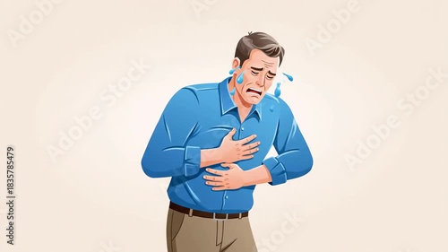 Animated Sequence Depicting the Emotional and Physical Manifestations of Chest Pain Symptoms