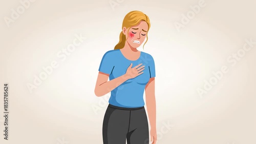 Animated Woman Heart Pain Expressions and Facial Close-Ups with Emotional Gestures
