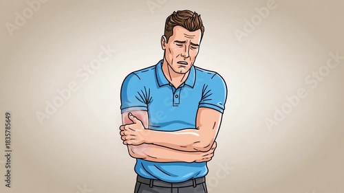 Animation Of A Concerned Man Gazing At The Viewer With Various Facial Expressions