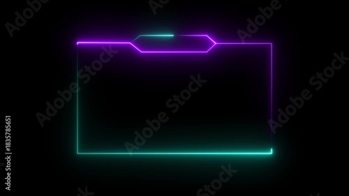 futuristic neon purple and orange gaming stream frame overlay with hud elements,live streaming neon text frame animation box frame neon frame live streaming game live Stream overlay