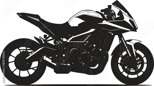 Black silhouette of a sport motorcycle on a white background sport bike