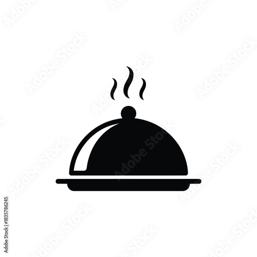 Black silhouette of a hot food platter with steam