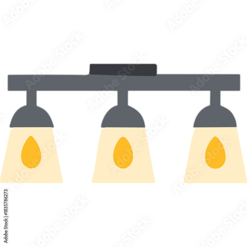Three Yellow Light Bulbs Hanging From A Dark Gray Bar Ceiling Light Fixture With A Black Square Base On A Transparent Background