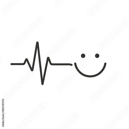 Happy heart rhythm simple line drawing