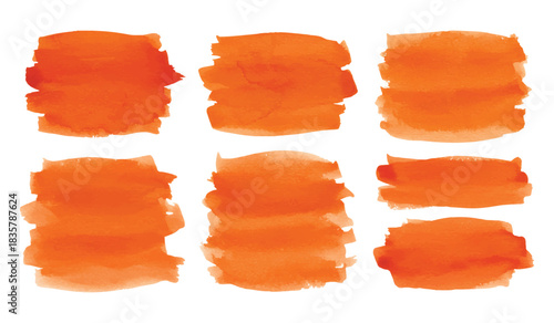 Vibrant Watercolor Brushstrokes A Set of Orange Hues for Creative Design and Artistic Projects
