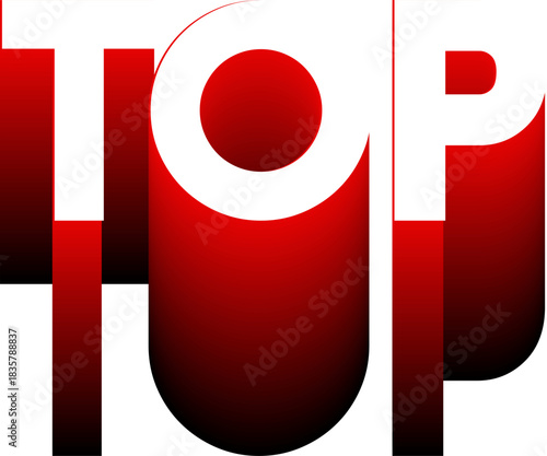 Bold TOP typography in red and white with gradient effect