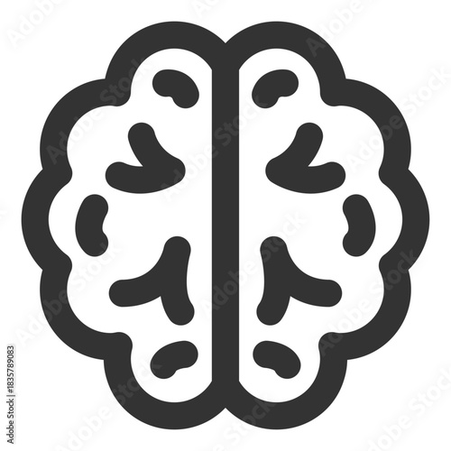 Brain icon, human mind symbol, neuroscience and intelligence illustration for medical, mental health, education, and cognitive design
