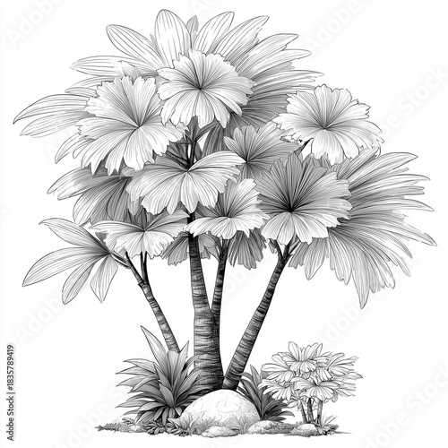 black and white tree