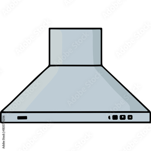 Modern Stainless Steel Kitchen Range Hood with Control Panel Against a Black Background