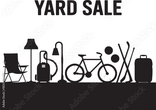 Yard Sale Illustration Garage Sale Clipart For Home Organization Recycle or Thrift Shopping Concept 129 Characters