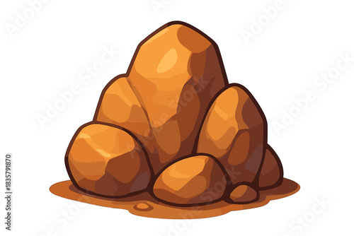 Orange stones on sandy ground