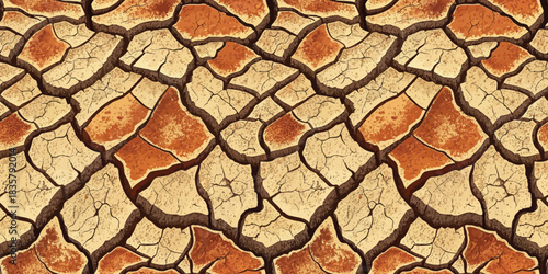 Cracked arid soil texture representing drought and environmental changes.