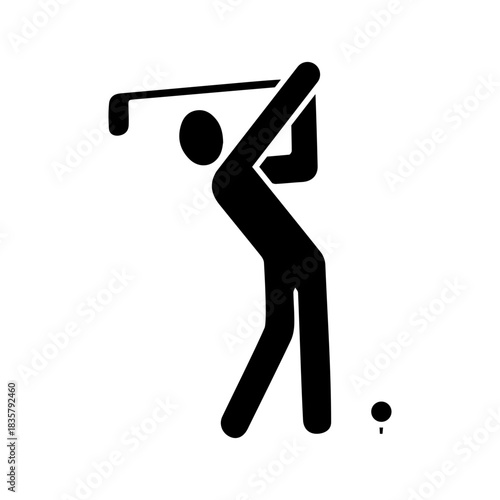 Golf Swing Player Icon Representing Sport, Leisure, and Outdoor Activity for User Interface Design