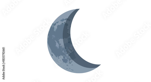 Crescent moon artwork in subtle grays and blues for celestial illustration concept