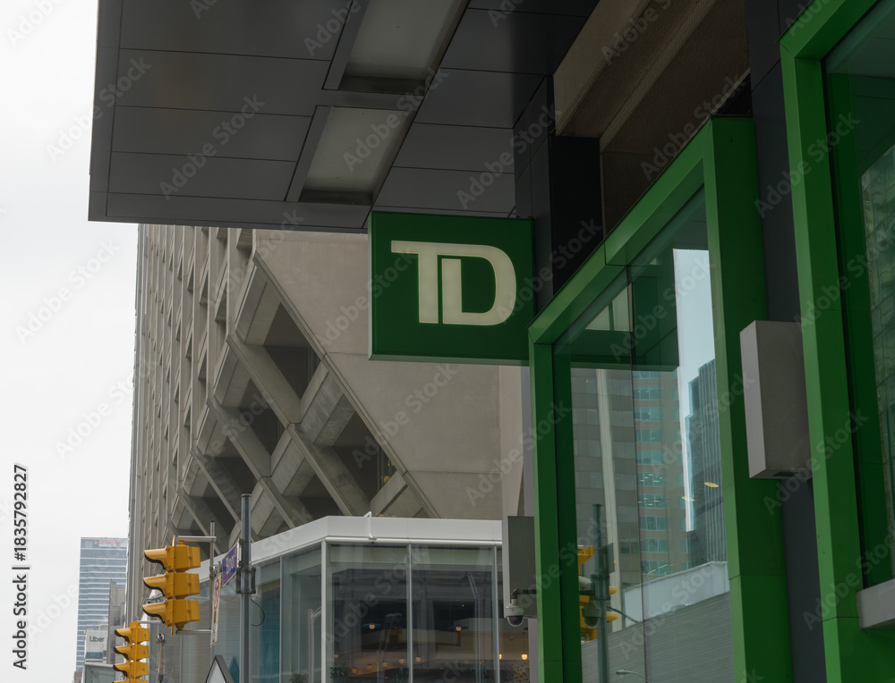 Fototapeta premium exterior of TD Canada Trust Branch and ATM at 77 Bloor St W, Toronto (at Bay/Bloor)