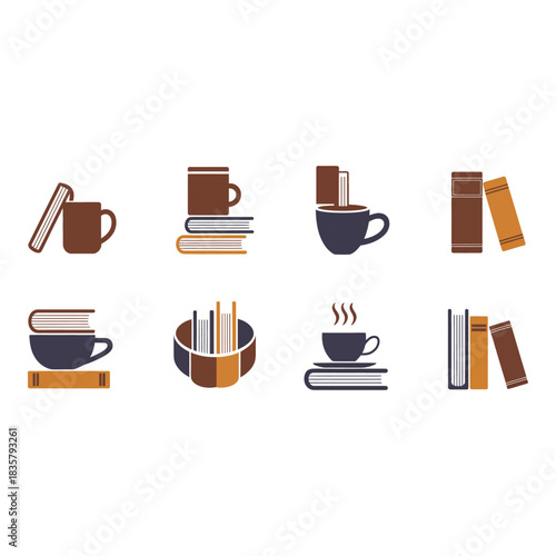 Cozy reading nooks with books and coffee mugs