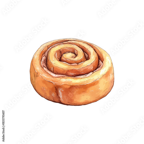 chinnamon roll cake hand drawn vector illustration