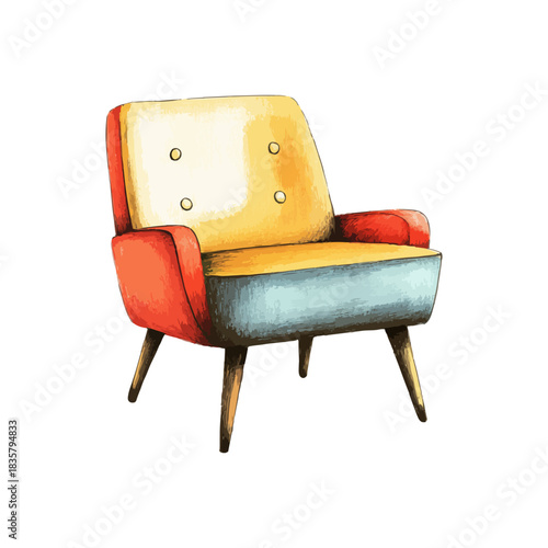 retro chair drawn vector illustration