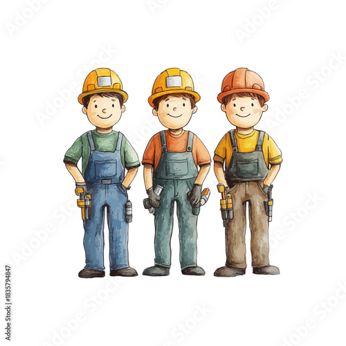 repairmen drawn vector illustration