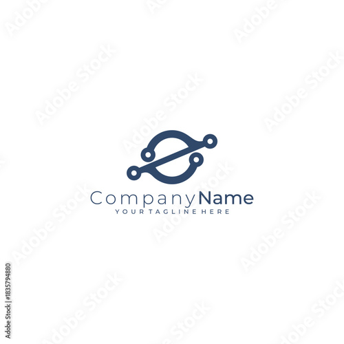 Circle logo with line design technology, simple logo template