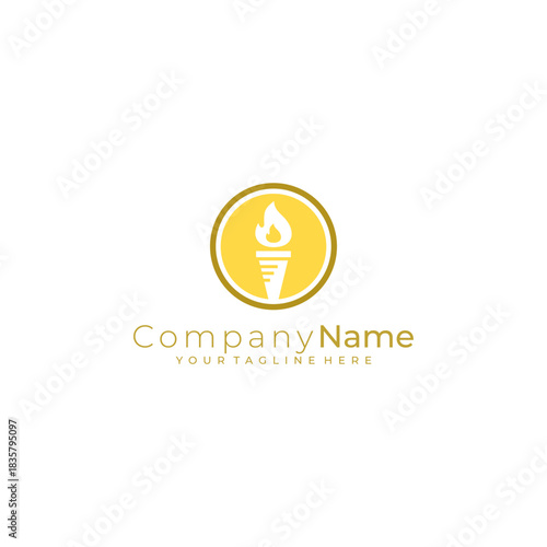 torch logo with several color options, fire logo template