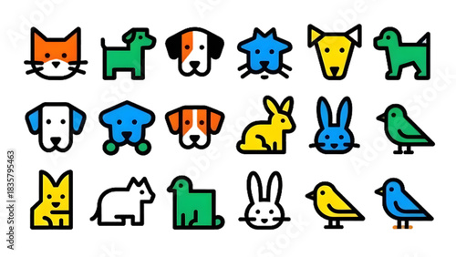 set of funny animals