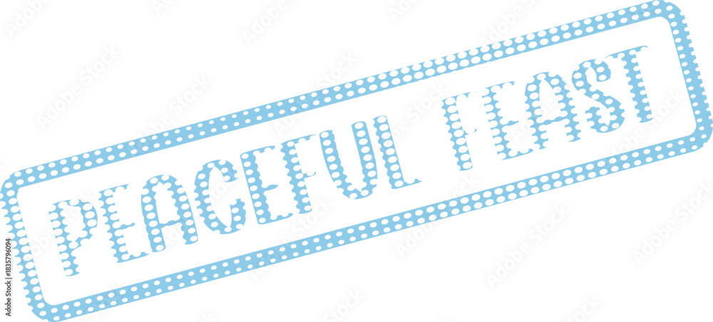 Fototapeta premium Digital Stamp with Peaceful Feast Text Message in Light Blue Dotted Texture Design for Invitations