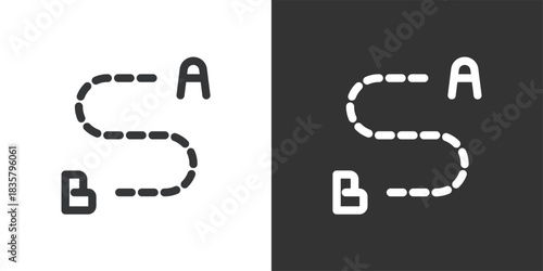 Route A to B icon. Solid glyph series icon