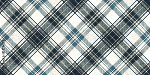 A stylish blue and white plaid pattern for modern textile design, featuring intricate details.