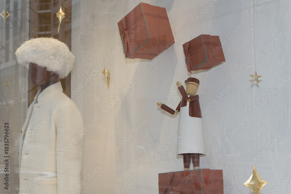 Fototapeta premium display window with mannequins at Loro Piana, a clothing store, located at 111 Bloor St W, Toronto