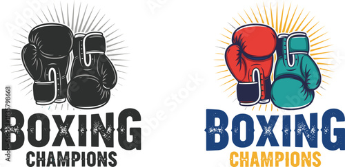 Two Boxing Glove Logos With Text Boxing Champions gloves sport