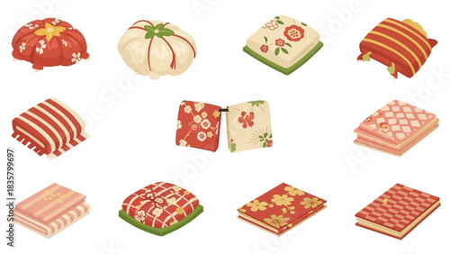 Stunning collection of traditional Japanese furoshiki wrapping cloths and folded textiles for elegant gift presentation