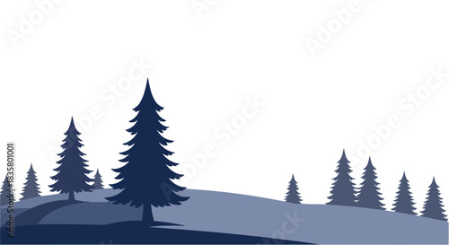 Blue winter forest serene landscape art