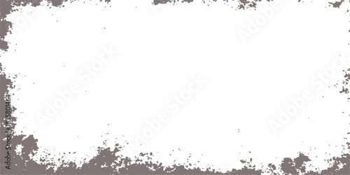 Abstract grunge texture design frame with ink splashes and splatter border illustration pattern on vintage paper