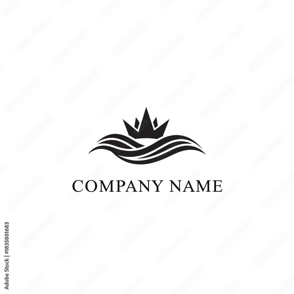 Obraz premium Crown on Waves Logo Design.