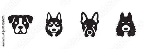 Dog vector illustration set isolated on white background. Minimalistic and adorable pets and companions design