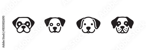 Dog vector illustration set isolated on white background. Minimalistic and adorable pets and companions design
