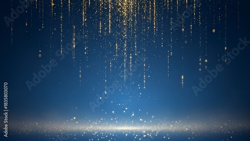 マジカルな光の雨と輝くフロアの抽象的なステージ