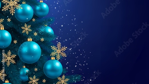 豪華な金色の紙吹雪とスポットライトのような青い背景