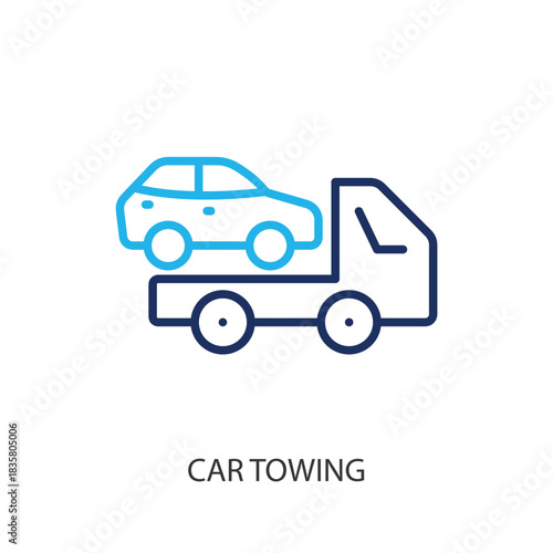 Car towing thin line icons. Original vector illustration.