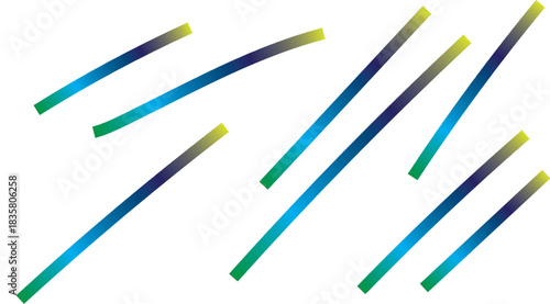 Group of glowing glow sticks in various shades of blue and green