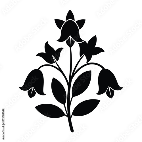 Artistic vector of bluebell flowers with layered petals realistic highlights and delicate composition