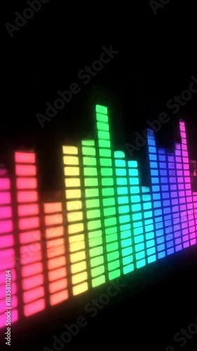 Colorful Audio Visualizer With Rainbow Bars On Black Background Dynamic Sound Waveform Display