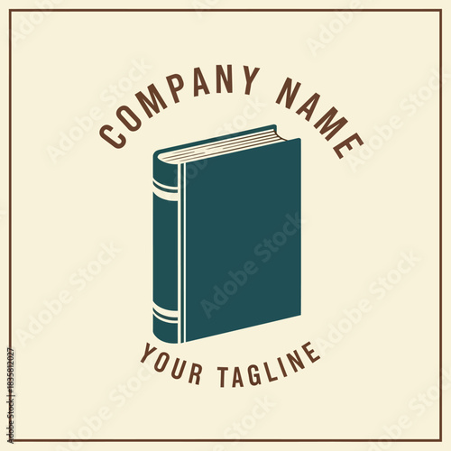 Vintage book logo template for a company brand identity.